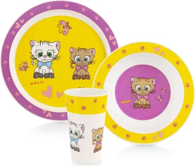 Obrázek produktu pro Dětská snídaňová sada: talíř, miska, hrnek, vhodné do myčky