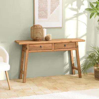 Image de SANDY - Console 2 tiroirs bois pin recyclé SANDY