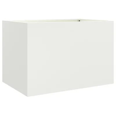 A white rectangular planter box shown from a three-quarter angle against a white background.