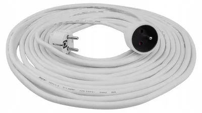 Imagen del producto de Extensión de red con 1 enchufe, con toma de tierra, cable eléctrico grueso, 10 metros, color blanco