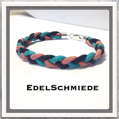 Produktbild von Lederarmband m 925 Verschluß schwarz türkis lachs