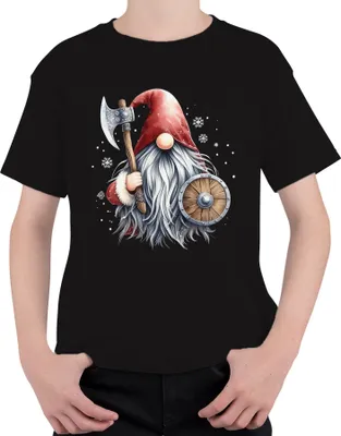 Produktbild von Wikinger Gnom Wichtel Weihnachtself Axt - Weihnachten Weihnachtsgeschenk Christmas Uni Kinder T-Shirt, Schwarz, 152