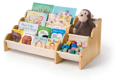 Produktbild von Holz Bücherregal 4 Ebenen, Spielzeugaufbewahrung, für Kinderzimmer