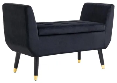 Immagine prodotto di Panca contenitore imbottita in velluto | Colore: Nero | Dimensioni: 107x42x65 cm