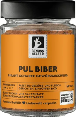 Produktbild von Pul Biber Gewürz, Chili Flocken Gewürzmischung, 75g im Glas
