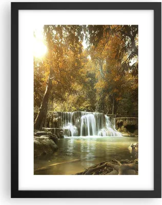 Produktbild von Gerahmtes Poster - Schwarzer Rahmen - Park Wasserfall Wasser - 30x40 cm - Wand Bild - Wanddeko - Wandbilder - Kunstposter - Wandposter - Bilderrahmen - Bilder - Kunstdruck - Wandbild - P2BPA30x40-3789