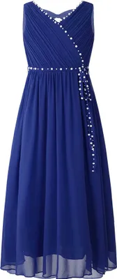 Produktbild von Mädchen Prinzessin Abendkleid Gr. 164 Cm Festlich Lang Blumenmädchenkleid Hochzeit Perlen Schleife Chiffonkleid