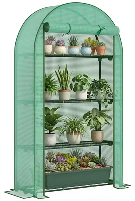 Image de Serre de jardin serre de balcon avec šŠtagššres š€ 4 niveaux, bache en PE pour lšŠgumes, plantes,105 x 45 x 160 cm, vert