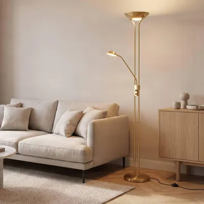 Produktbild von Lindby LED-Standleuchte Josefin, messing, Leselicht, dimmbar