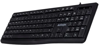 Produktbild von Activejet USB-Tastatur K-3803S, Volle Größe (100%), Kabelgebunden, USB, Membran Key Switch, QWERTY, Schwarz