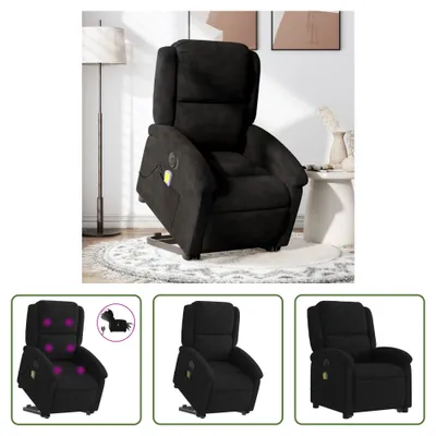 Immagine prodotto di The Living Store Sedia massaggiante con supporto in piedi elettrica in velluto nero
