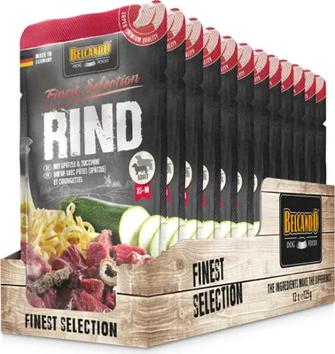 Produktbild von 12 x 125 g Belcando Rind & Spätzle mit Zucchini