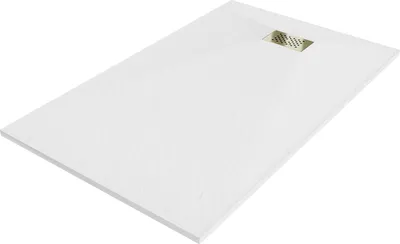 Zdjęcie produktu dla Mexen Hugo brodzik prostokątny SMC 160 x 90 cm, biały, maskownica złota - 42109016-G