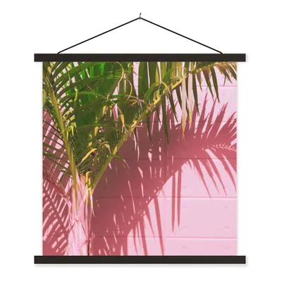 Produktbild von MuchoWow® Textilposter Pflanze - Sommer - Tropisch - Rosa 120x120 cm mit schwarzem Rahmen - Aufhängungsset