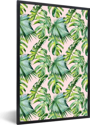 Produktbild von MuchoWow® MuchoWow® Gerahmtes Poster Blumen - Tropisch - Blätter 20x30 cm - Poster mit zchwarzem Bilderrahmen - Drucken - Bilder Poster im Rahmen