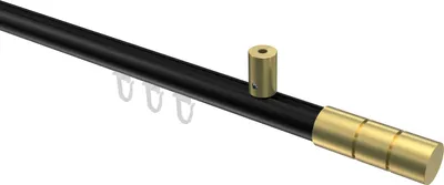 Produktbild von Interdeco Innenlaufstange / Gardinenstange mit Innenlauf Schwarz / Messing-Optik, Typ Sonius Elanto (Rillenzylinder) Deckenmontage, 20 mm Ø 1-läufig, 160 cm