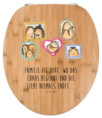 Produktbild von Mr. & Mrs. Panda Toilettendeckel Igel Familie - Transparent - Geschenk, Toilettenbrille, holz toilettensitz, Klo-Deckel, Mama, Bilder, Liebe, mdf, Klobrille