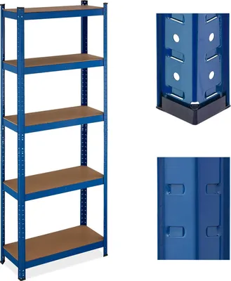 Produktbild von Relaxdays Schwerlastregal, 5 Ebenen, HBT: 180x70x30 cm, 500 kg Tragkraft, Stahl, Lagerregal für Keller & Garage, blau
