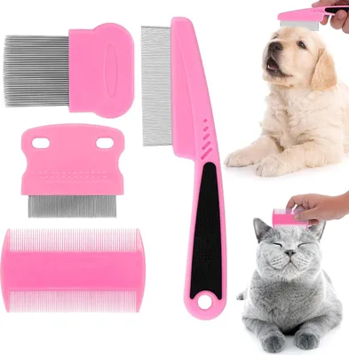 Produktbild von Cobee Hundefloh Läusekamm, Hundekatzen Pflegekamm Haustier Tränenfleckentferner Kämme Feinzahnpflege Entfernungswerkzeug (5 Stück)