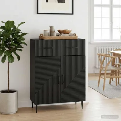 Image de Buffet vidaXL noir 66 x 34,5 x 89,5 cm en aggloméré