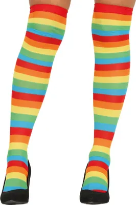 Produktbild von Clown Karneval Bunte Overknee Strümpfe Fantasie Bekleidung Kostüm Accessoire, Farbe: Mehrfarbig