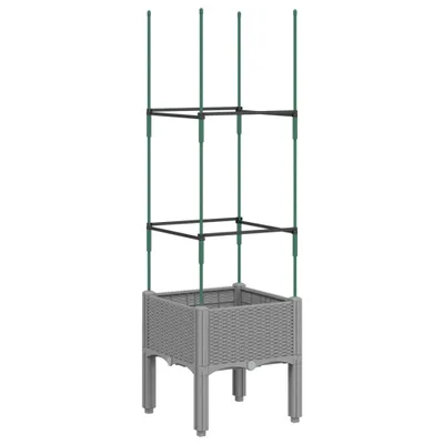 Produktbild von vidaXL Pflanzkübel mit Rankgitter Hellgrau 40x40x142,5 cm PP