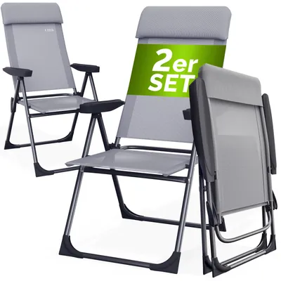 Produktbild von CASARIA® Gartenstühle 2er Set Klappbar 6-fach Verstellbar Alu mit hoher Rückenlehne Liegefunktion Faltbar Balkon Campingstuhl Klappstuhl Hochlehner