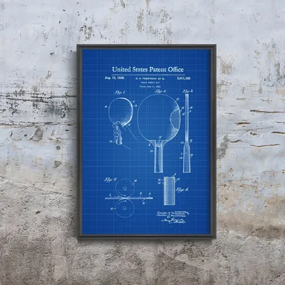 Produktbild von Poster - Canvas - Leinwand - 21 cm x 29,7 cm - Fotoposter - Leinwandkunst - Patent für den Ping Pong Paddel