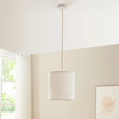 Obrázok produktu pre Závesná lampa 'Buckley' s látkovým tienidlom biela