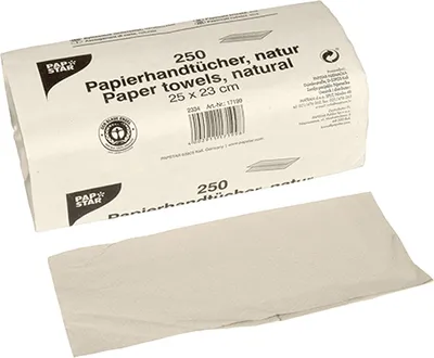 Produktbild von 250 Blatt Handtuchpapier V-Falz 23 cm x 25 cm natur Zick Zack, 1-lagig