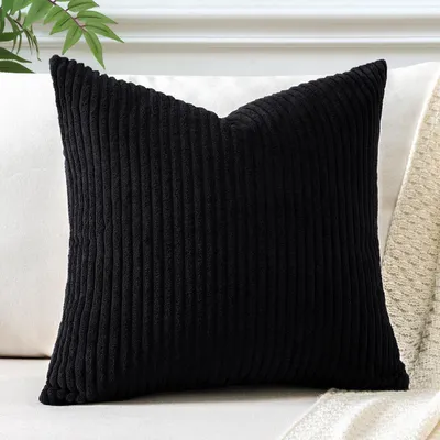 Zdjęcie produktu dla Pokrowiec na poduszkę Cord 45x45 cm, czarny, 1 sztuka