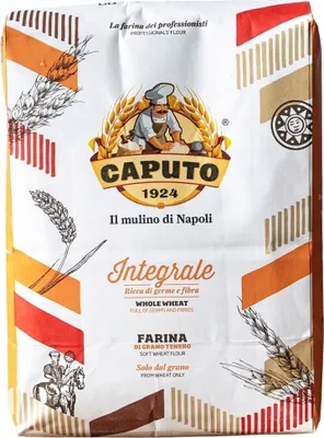 A bag of Caputo Integrale whole wheat flour.