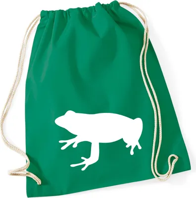 Produktbild von Huuraa Turnbeutel Frosch Kröte Silhouette 12 Liter Kelly Green Baumwolle Rucksack Geschenkidee