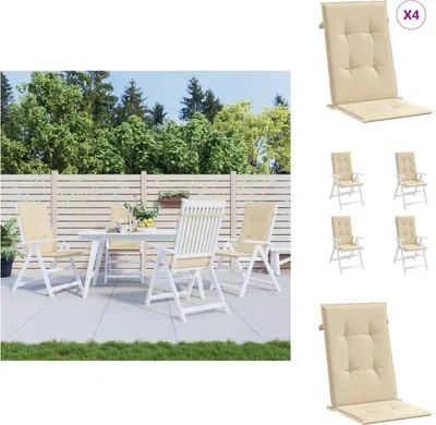 Immagine prodotto di vidaXL Cuscini per sedie da giardino con schienale alto 4 pz. beige 120x50x3cm in tessuto - cuscino per sedile