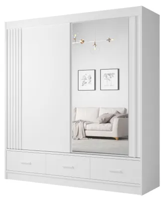 Produktbild von CANADA Schwebetürenschrank 200 cm mit Spiegel, Weiß/Artisan