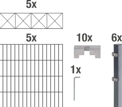 Produktbild von Alberts Doppelstabmattenzaun Nexus, Höhe 140 cm, Länge 10 m, 2 m Matte, anthrazit, zum Einbetonieren