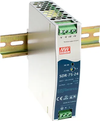 Produktbild von MEANWELL SDR-75-24, DC AC Hutschienen-Netzteil, DIN, 76W 24V 3,2A
