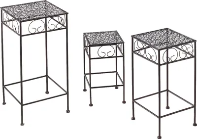 Produktbild von Kobolo Elegante Blumenhocker aus Metall mit wunderschöner Verzierung im 3er Set