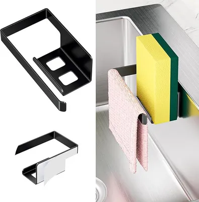 Produktbild von PolkaHome® Selbstklebender Schwammhalter für die Küche, Edelstahl Spülschwammhalter, Geschirrtuchhalter, Abtropfgestell für die