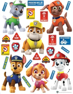 Produktbild von Sanders & Sanders Wandtattoo PAW Patrol Rot, Gelb und Grün - 600177 - 65 x 85 cm