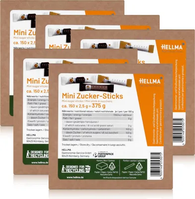 Produktbild von Hellma Mini Zucker-Sticks ca. 150x2,5g (5er Pack)