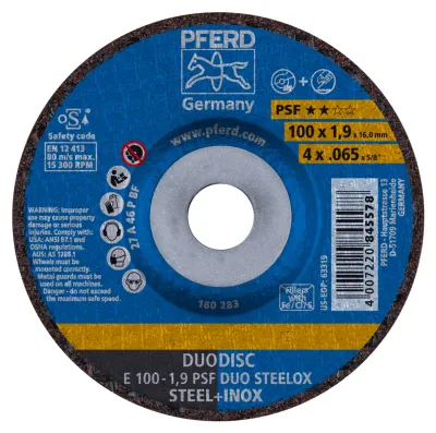 Produktbild von PFERD 62010630, Schneidedisk, Edelstahl, Stahl, 10 cm, Jede Marke, Flache Mitte, 1,6 cm