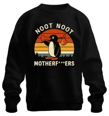 Produktbild von Noot Noot Motherf***ers Retro Pinguin Sonnenuntergang Sweatshirt Pullover, Schwarz, XXL