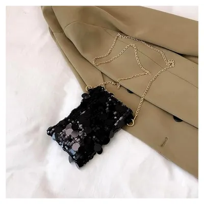 Produktbild von Glitzer Tasche Damen Pailletten mit Reißverschluss Silber Umhängetasche Clutch Elegante Party Handtasche Glitzertasche