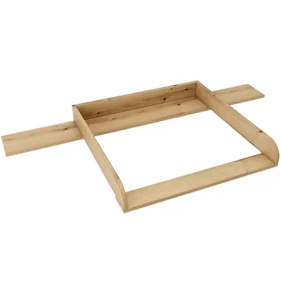 A wooden frame for a changing table attachment.