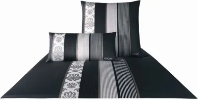 Produktbild von JOOP! Bettwäsche Mako-Satin Ornament Stripe 4022-Farbe graphit-77, 40/80 cm Kissenbezug AL
