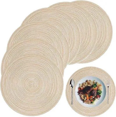 Produktbild von Gevlochtene Placemats aus Baumwolle beige 38cm hitzebeständig