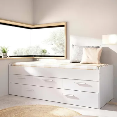 Immagine prodotto di Dmora Letto per Bambini Aftro 95x194.3 cm Bianco, Contenitore Dimensione Materasso 90x190 cm