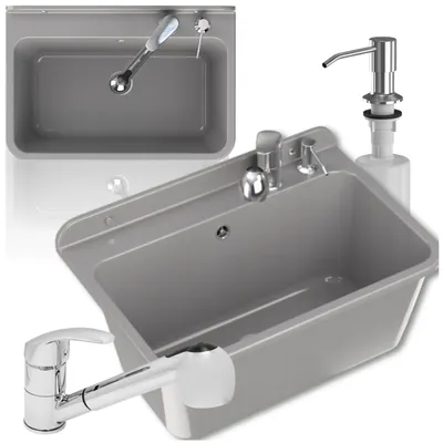 Immagine prodotto di Granitan | Lavelli domestici Sinks LARGE - grigio - con rubinetto estraibile - robusti e funzionali