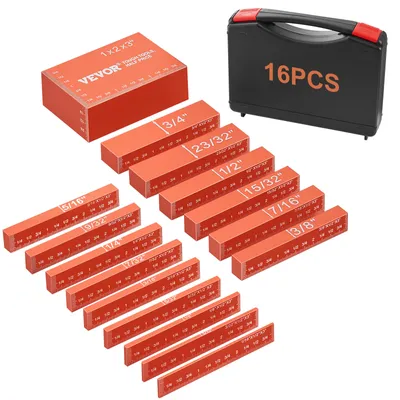 Image de VEVOR Blocs de réglage métriques 16 pièces Dimensions finales Kit de mesure de hauteur ±0,001 pouce (env. 25 µm) Barres de précision Kit de blocs de mesure pour défonceuse et scie de table, accessoires, travail du bois